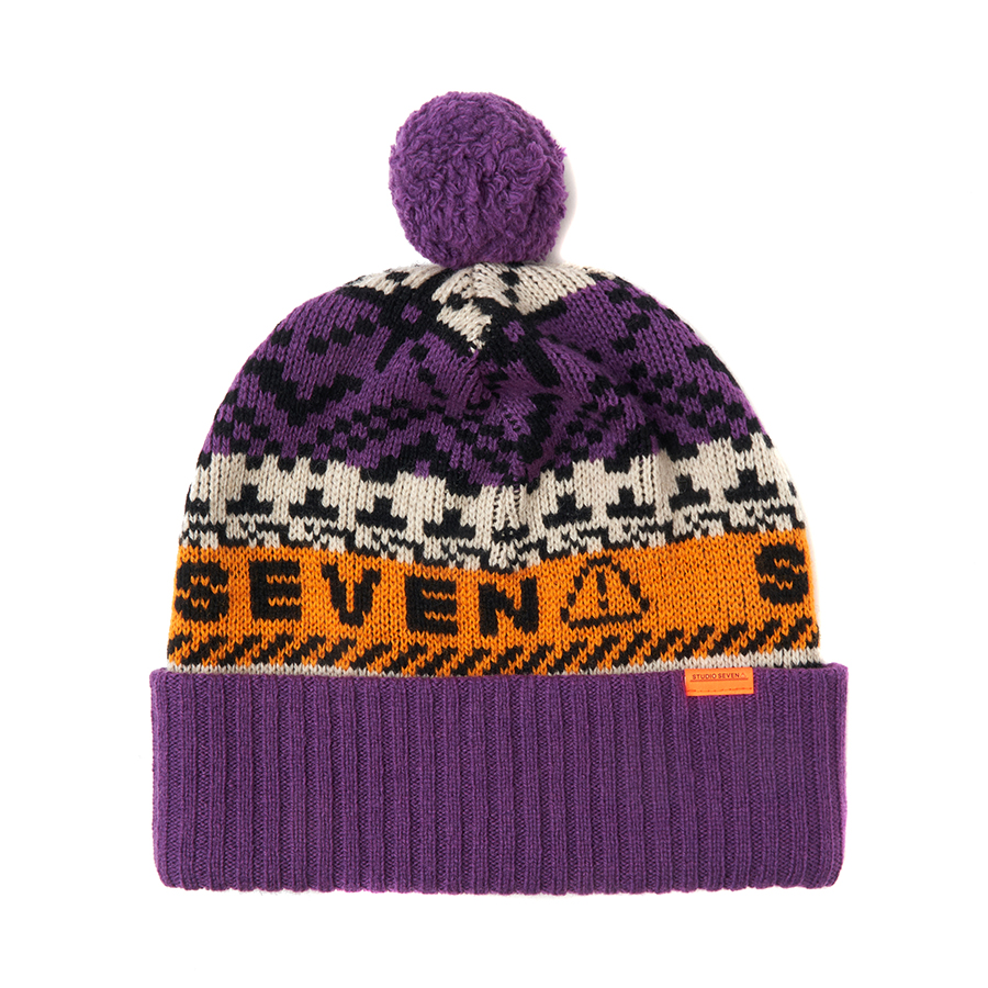 Nordic Pattern Knit Cap 詳細画像 Purple 1