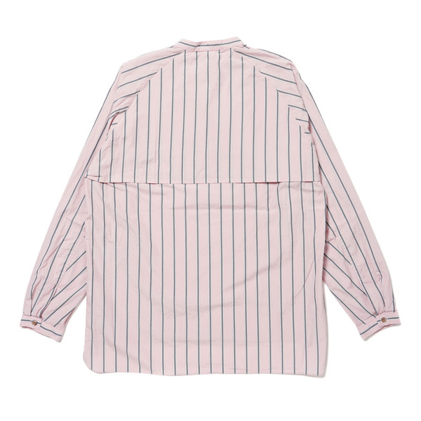 Mao Collar Long Tail Stripe Shirt 詳細画像 Pink 5
