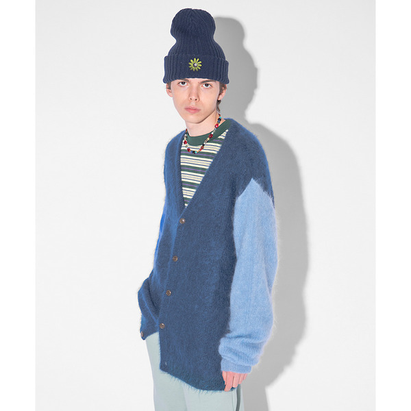 Mohair Switching Color Cardigan 詳細画像 Navy 9