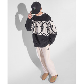 7 Cross Jacquard Knit Pullover Sweater 詳細画像
