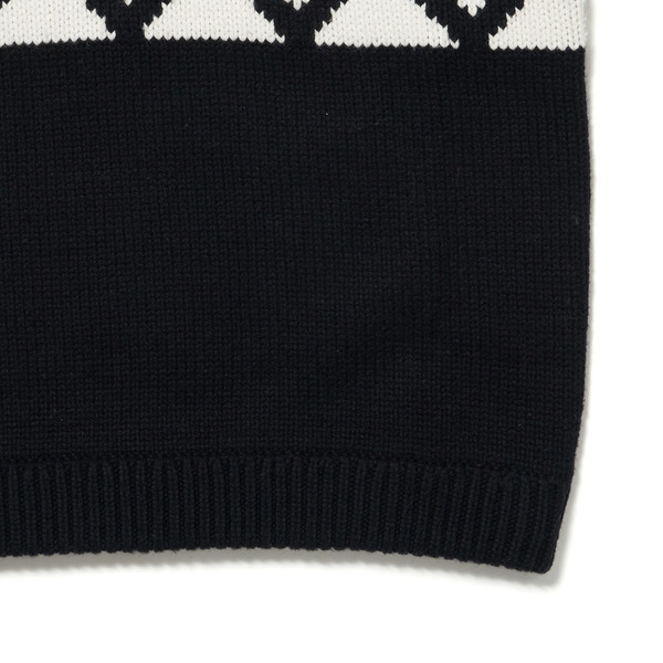 7 Cross Jacquard Knit Pullover Sweater 詳細画像 Black 3