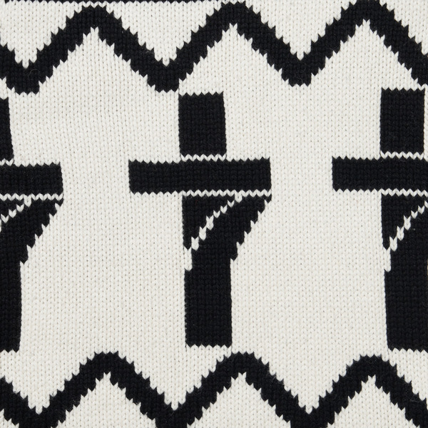 7 Cross Jacquard Knit Pullover Sweater 詳細画像 Black 4