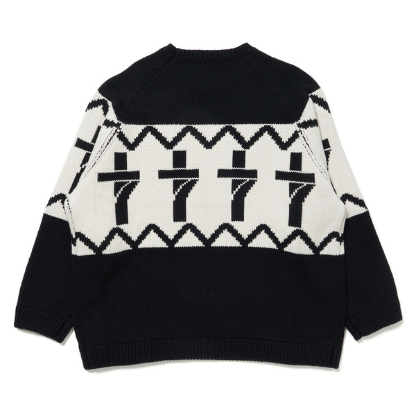 7 Cross Jacquard Knit Pullover Sweater 詳細画像 Black 6