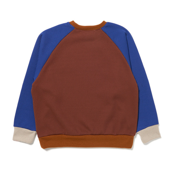 Flower Wappen Switching Pullover Knit Sweater 詳細画像 Brown 10
