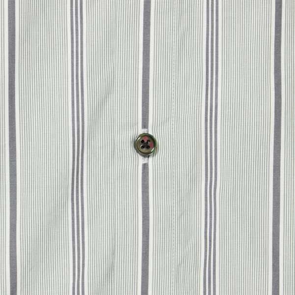 Mao Collar Long Tail Stripe SS Shirt 詳細画像 Sax 9