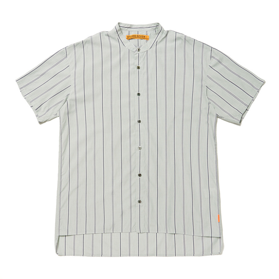 Mao Collar Long Tail Stripe SS Shirt | STUDIO SEVEN (スタジオ セブン)