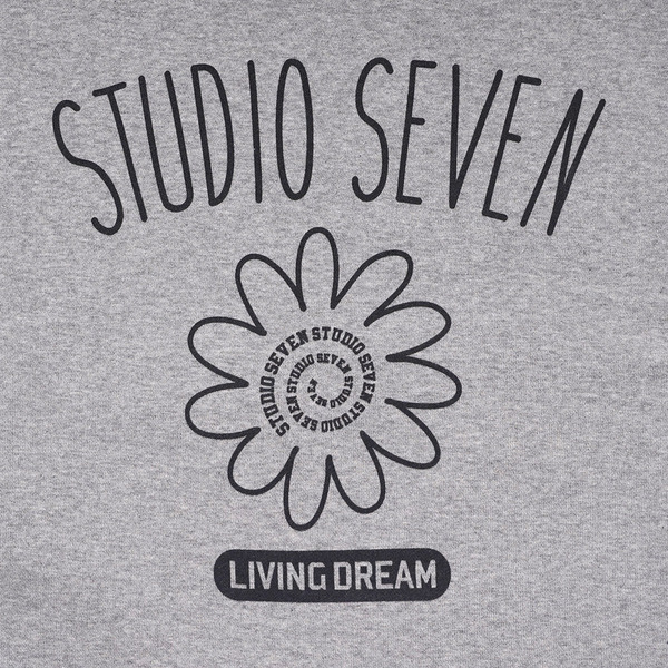 STUDIO SEVEN Logo Flower Printed Crew Sweat 詳細画像 H.Grey 1