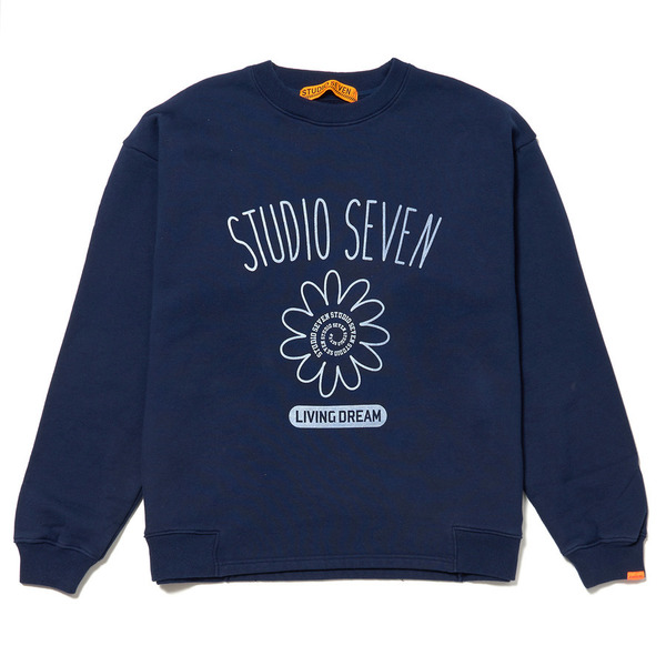STUDIO SEVEN Logo Flower Printed Crew Sweat 詳細画像 Navy 1
