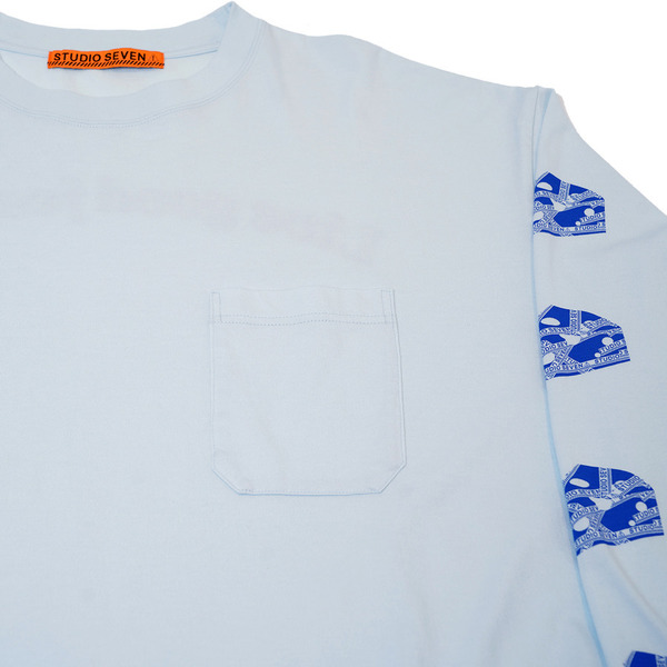 Caution Cheese Sleeve Printed LS Tee 詳細画像 L.Blue 1