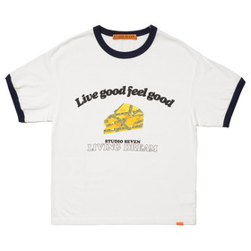 Caution Cheese Printed Ringer Tee | STUDIO SEVEN (スタジオ セブン)