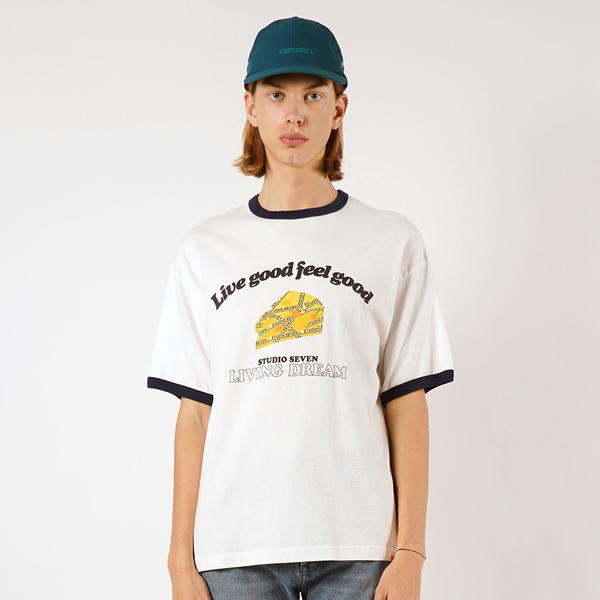 Caution Cheese Printed Ringer Tee | STUDIO SEVEN (スタジオ セブン)