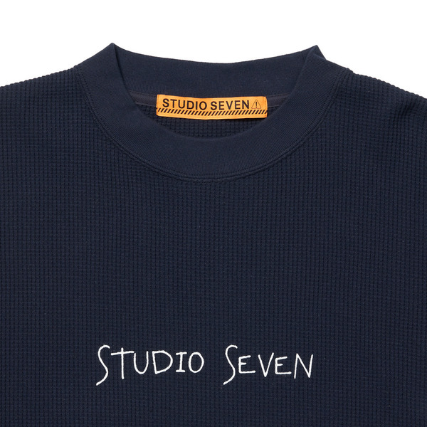 Side Button Waffle LS Tee 詳細画像 Navy 1