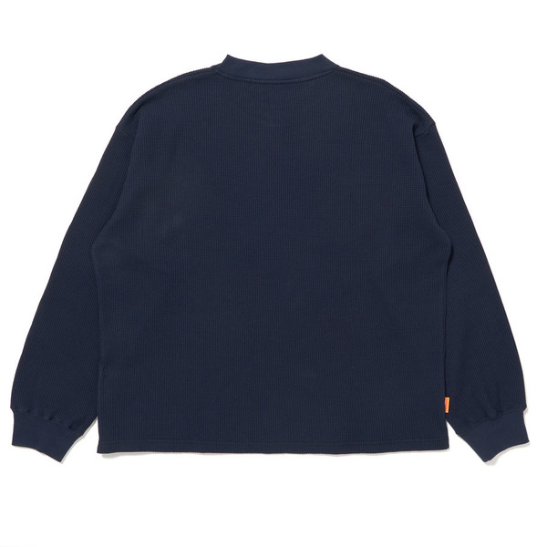Side Button Waffle LS Tee 詳細画像 Navy 13