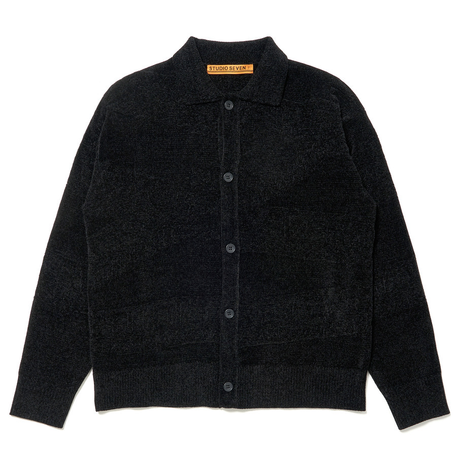 Chenille Knit Caution Logo Cardigan | STUDIO SEVEN (スタジオ セブン)