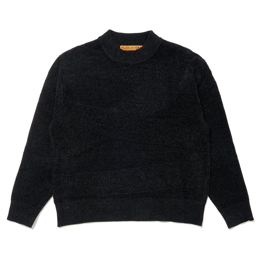 Chenille Caution Logo Mock Neck Knit | STUDIO SEVEN (スタジオ セブン)