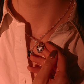 Caution Heart Necklace SLV 詳細画像