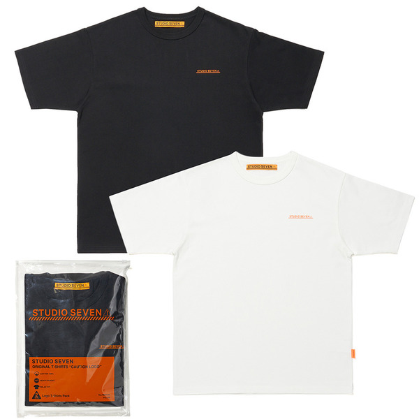 STUDIO SEVEN PACK T-Shirts | CAUTION LOGO 詳細画像 Black×White 1