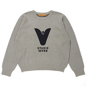 V Flower Crew Neck Knit