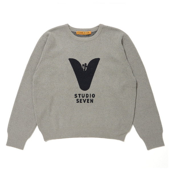 V Flower Crew Neck Knit 詳細画像 H.Grey 1