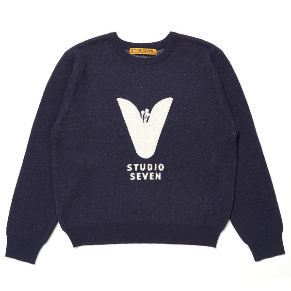 V Flower Crew Neck Knit 詳細画像 Navy 1