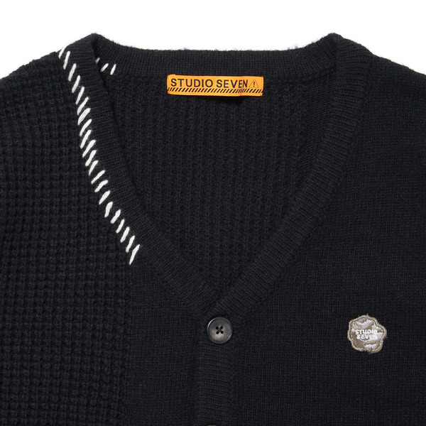 Stitch Docking Knit Cardigan 詳細画像 Black 2