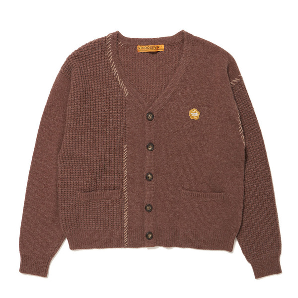 Stitch Docking Knit Cardigan 詳細画像 Brown 1