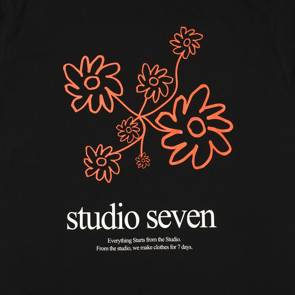 Handdrawing Flower LS Tee 詳細画像 Black 4