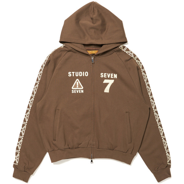 Emblem Zip Hoodie 詳細画像 Brown 1