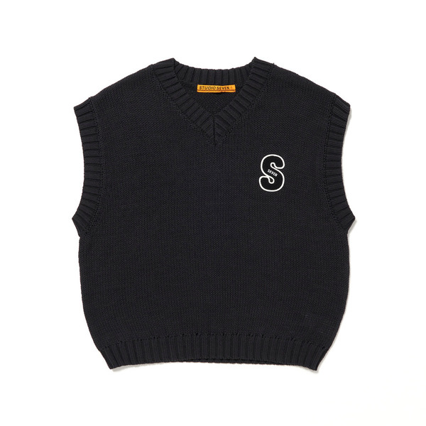 S Patch Knit Vest 詳細画像 Black 1