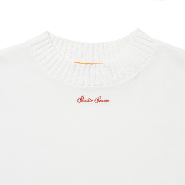 Ribbed High Neck T-shirt 詳細画像 White 9