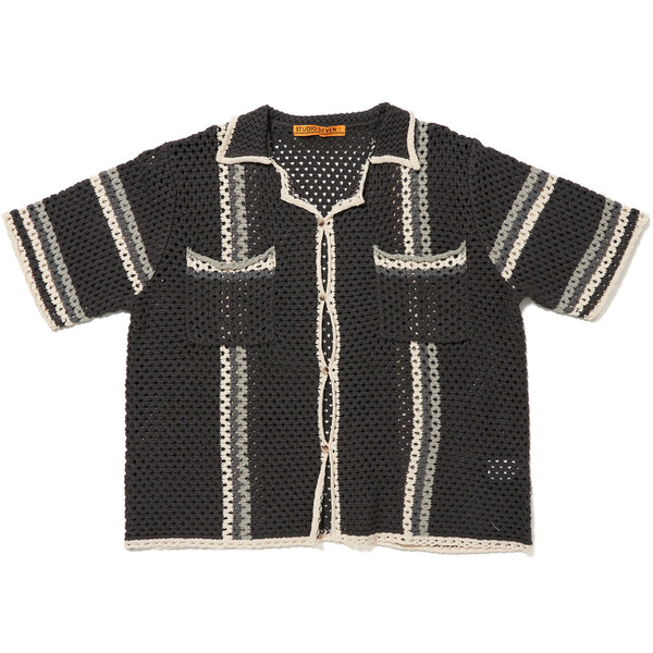 Cotton Crochet Shirt 詳細画像 Black 6