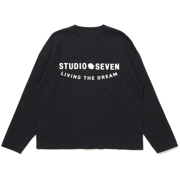 Cotton Crew Neck Cardigan 詳細画像 Black 1
