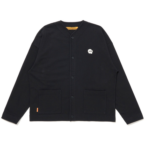 Cotton Crew Neck Cardigan 詳細画像 Black 1