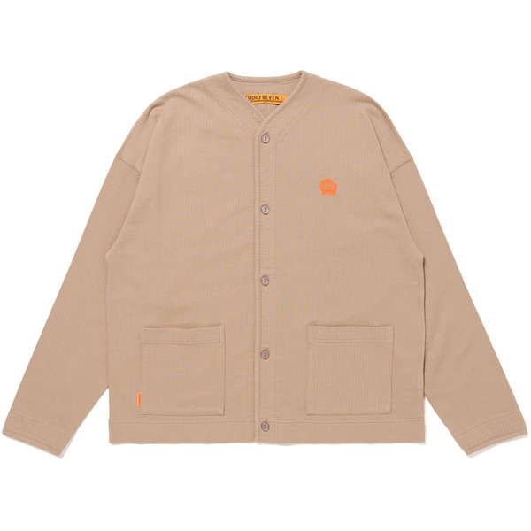 Cotton Crew Neck Cardigan 詳細画像 L.Beige 1