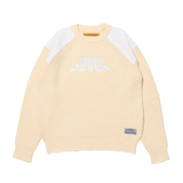 Patch Knit Tops 詳細画像 White/Beige 4